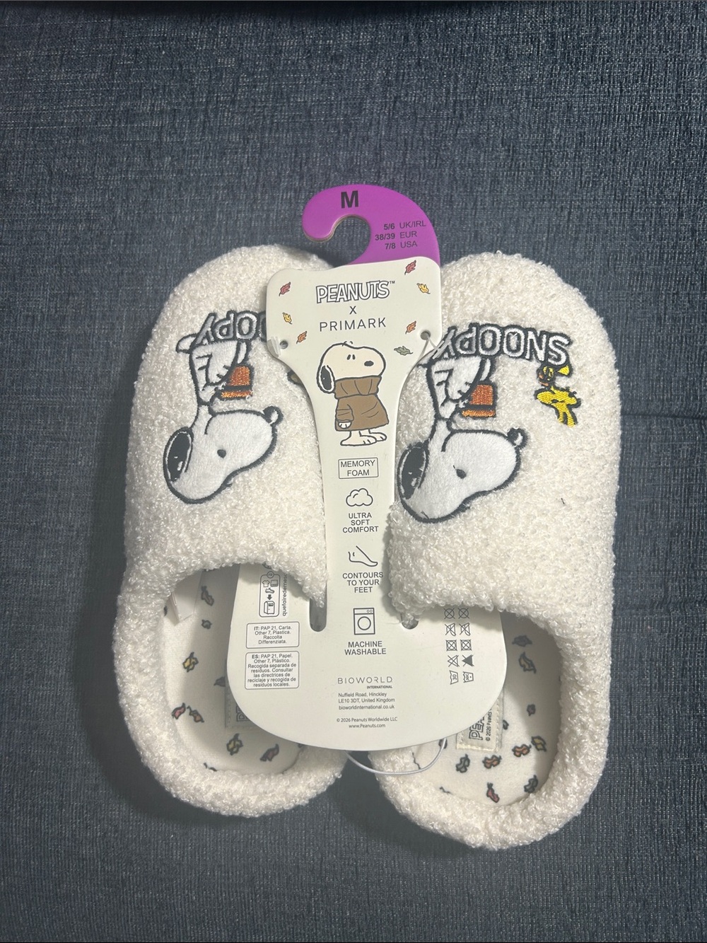White Snoopy Memory Foam Slippers 7/8